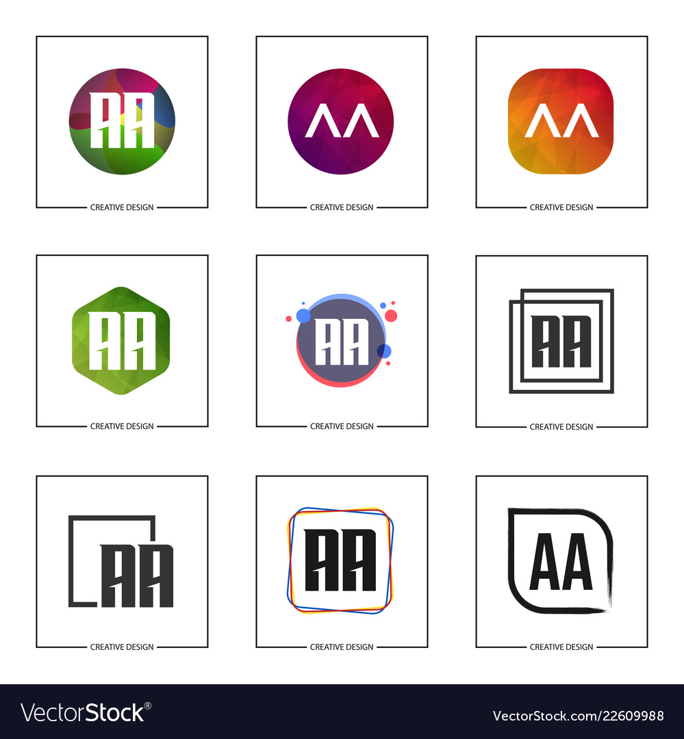 Initial letter aa logo set design