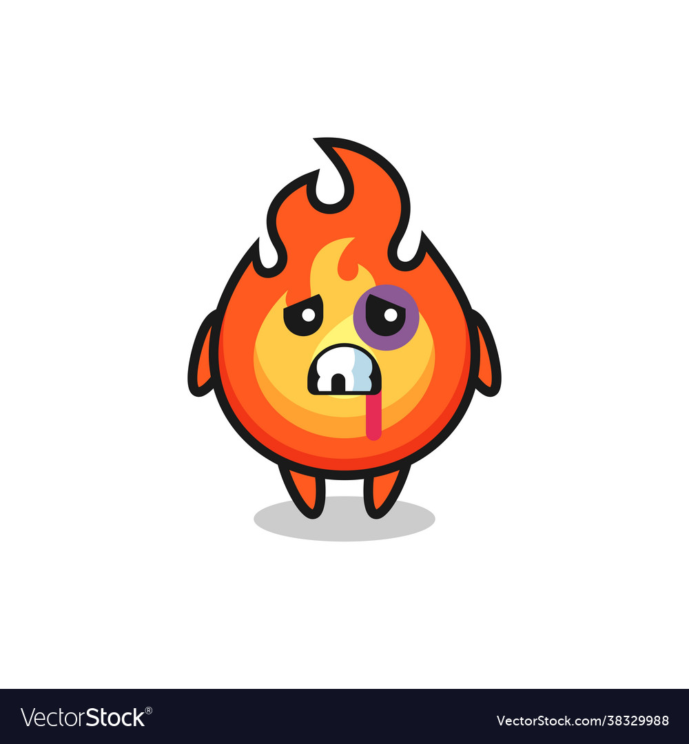 Injured fire character with a bruised face Vector Image