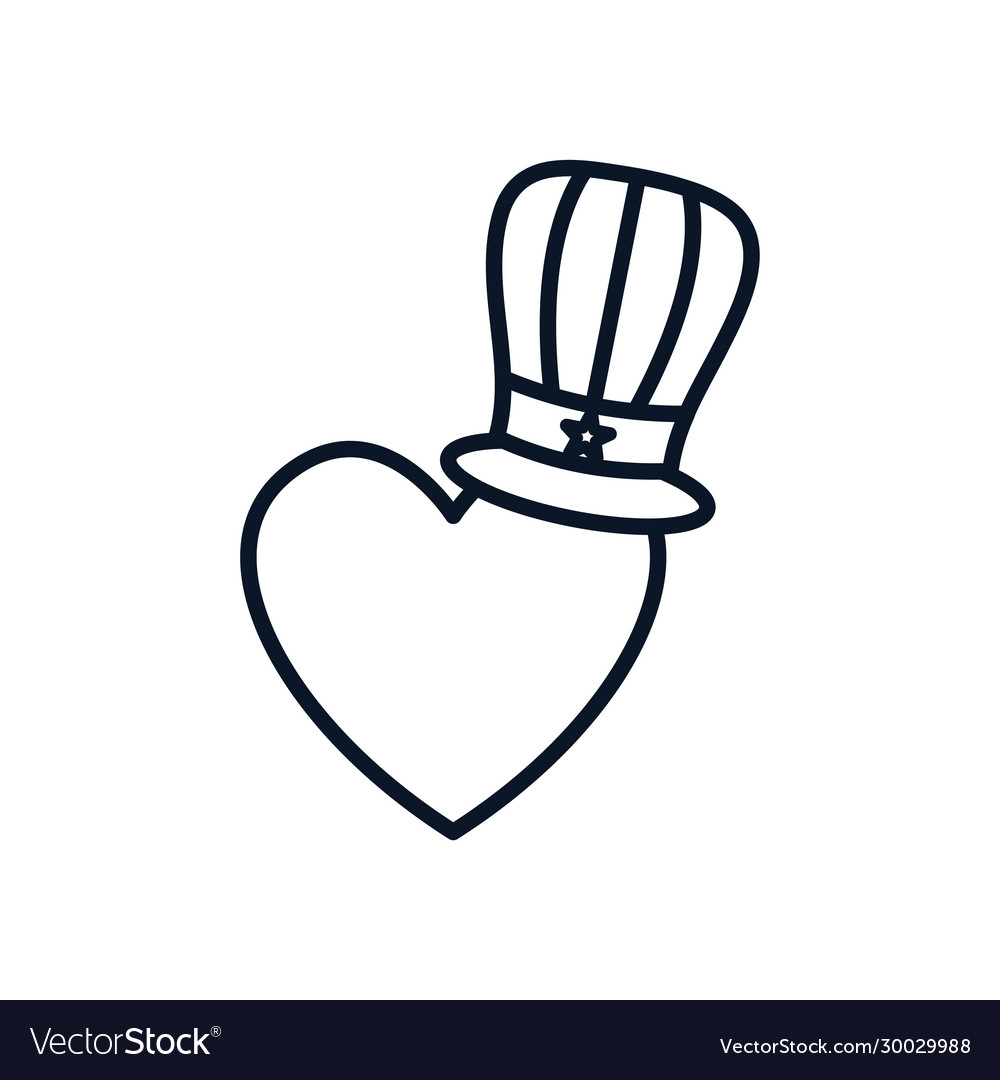 Isolated heart with usa hat line style icon