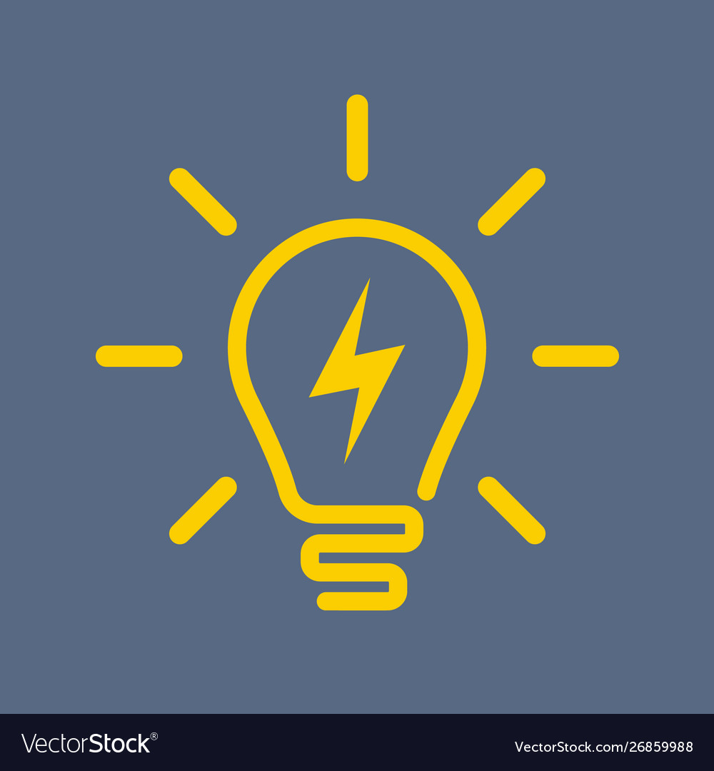Light bulb icon in which lightning is inside