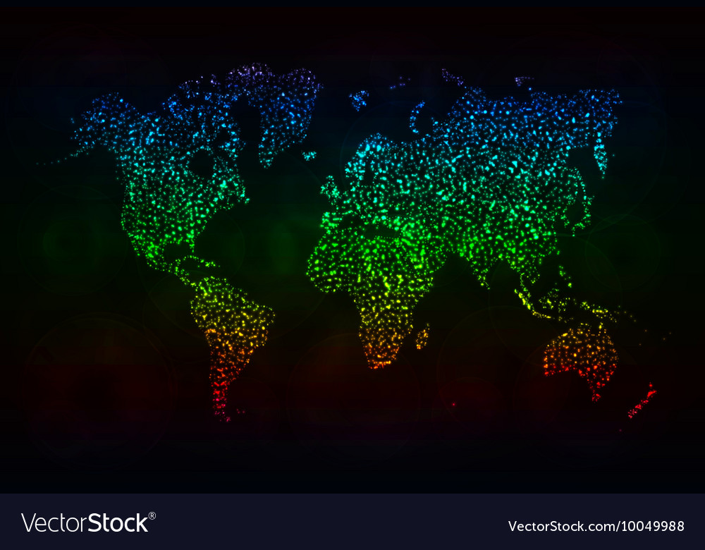 Map silhouette of lights on dark background