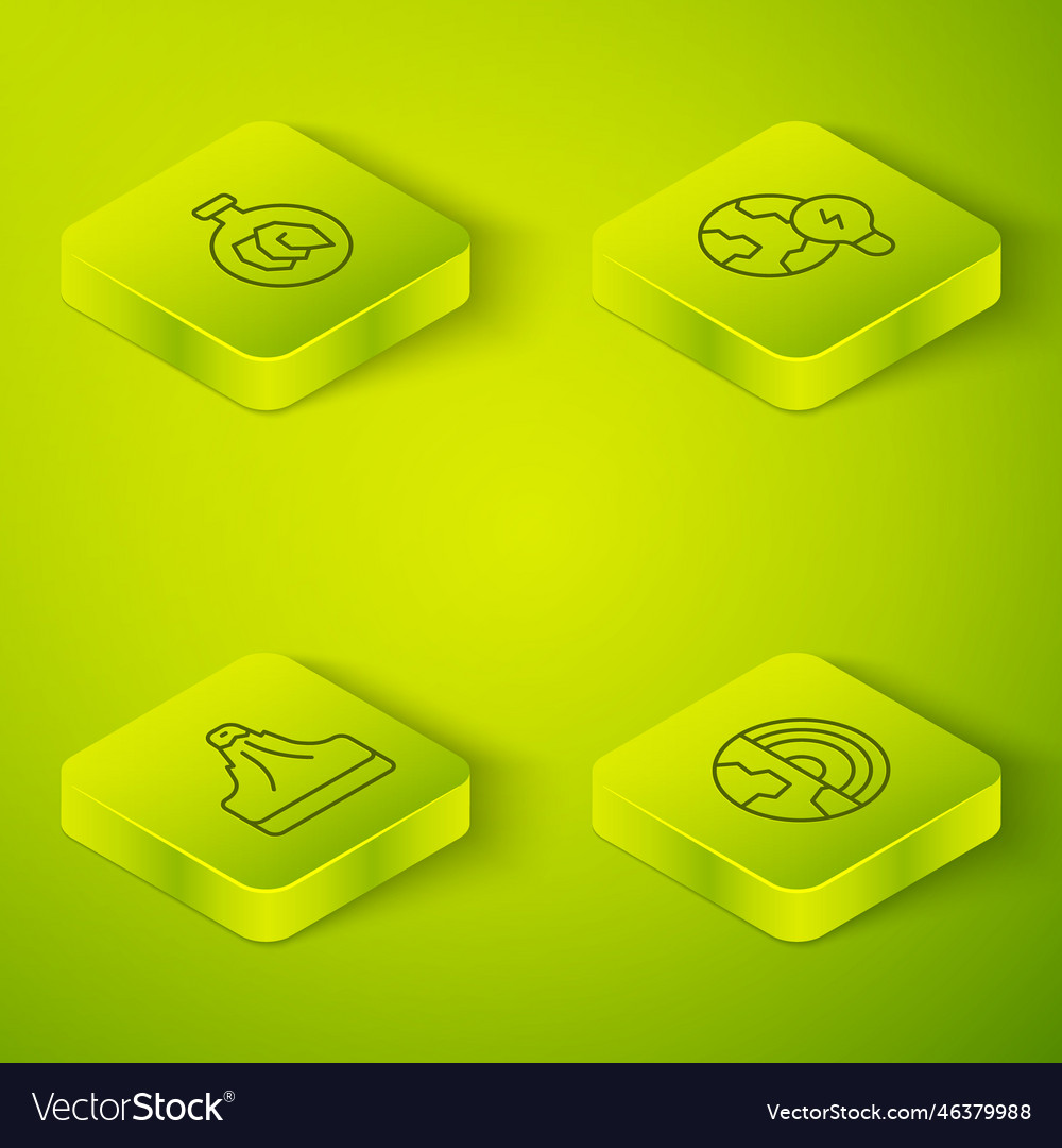 Set isometric line global planet with bulb