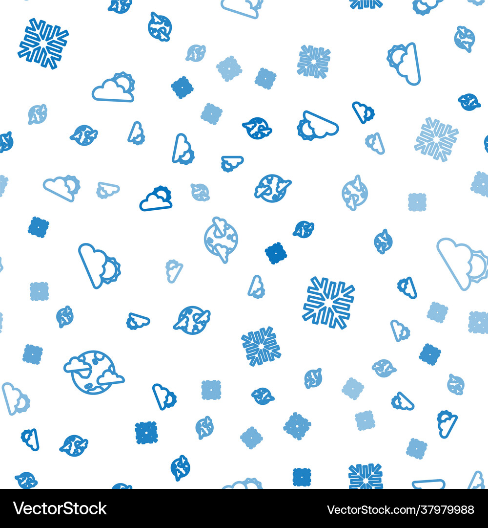 Set line earth planet with clouds snowflake Vector Image