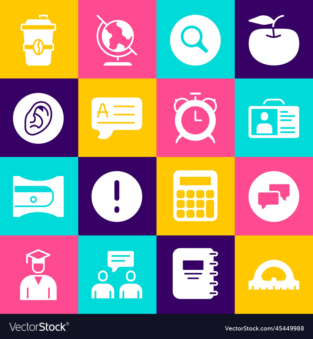 Set protractor grid speech bubble chat vector image Set protractor grid speech bubble chat