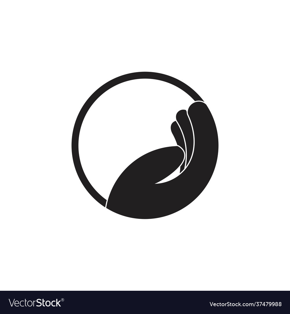 Simple lay hand circle geometric care symbol