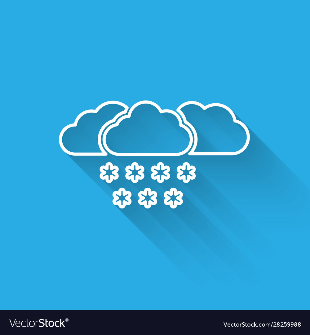 White line cloud with snow icon isolated long