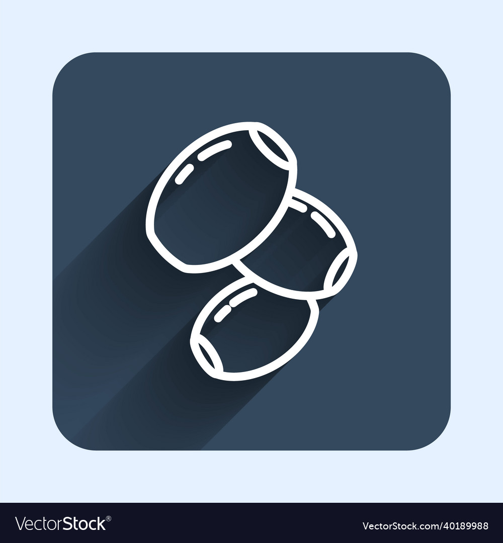 White line olives icon isolated with long shadow