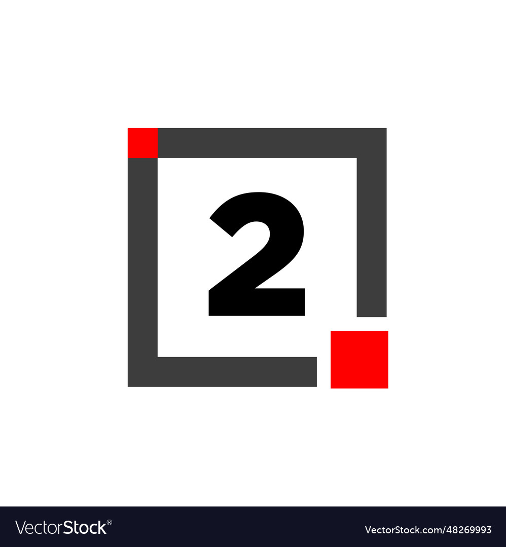 2 number with square box icon monogram