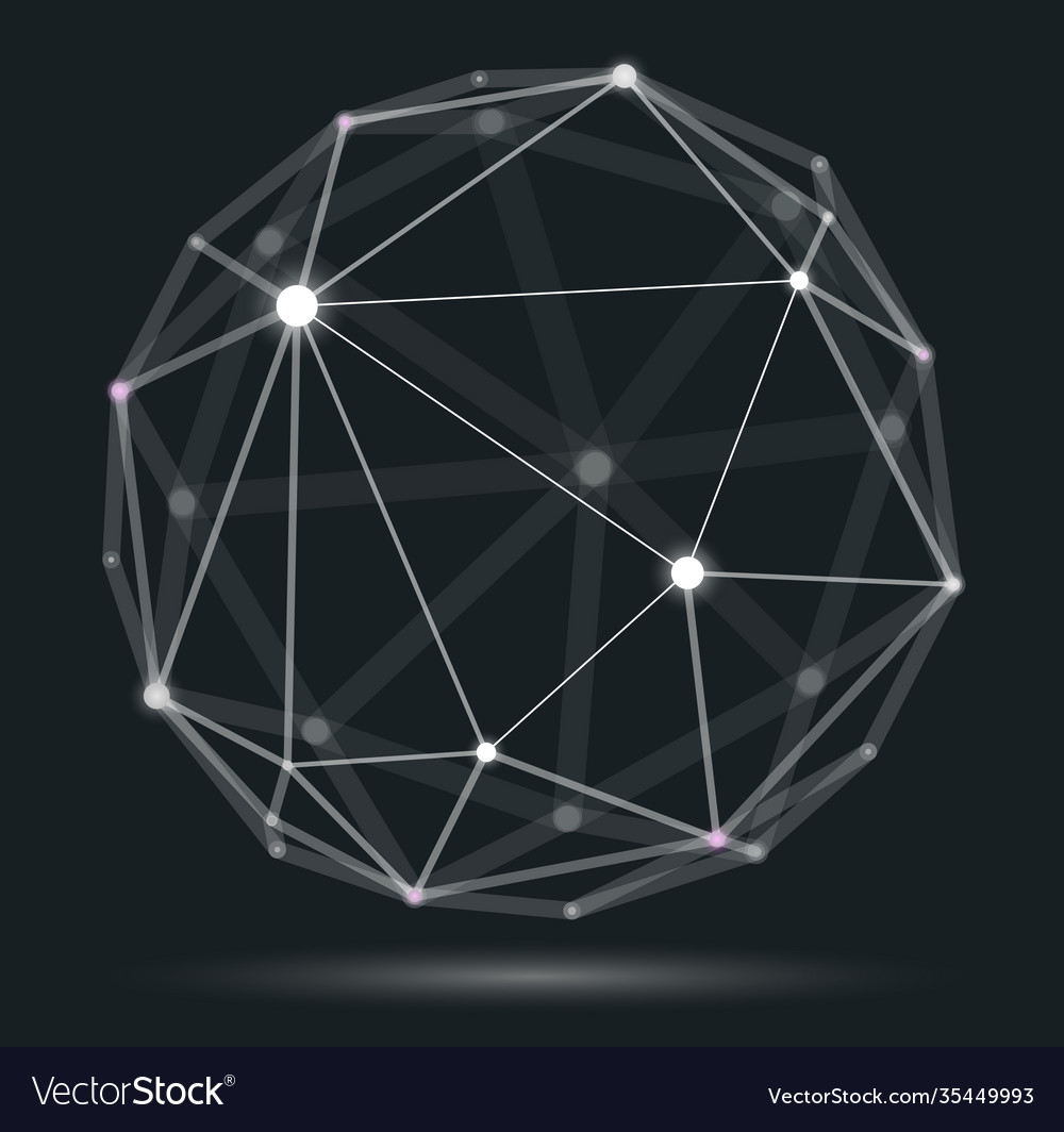 Abstract 3d mesh sphere dots connected