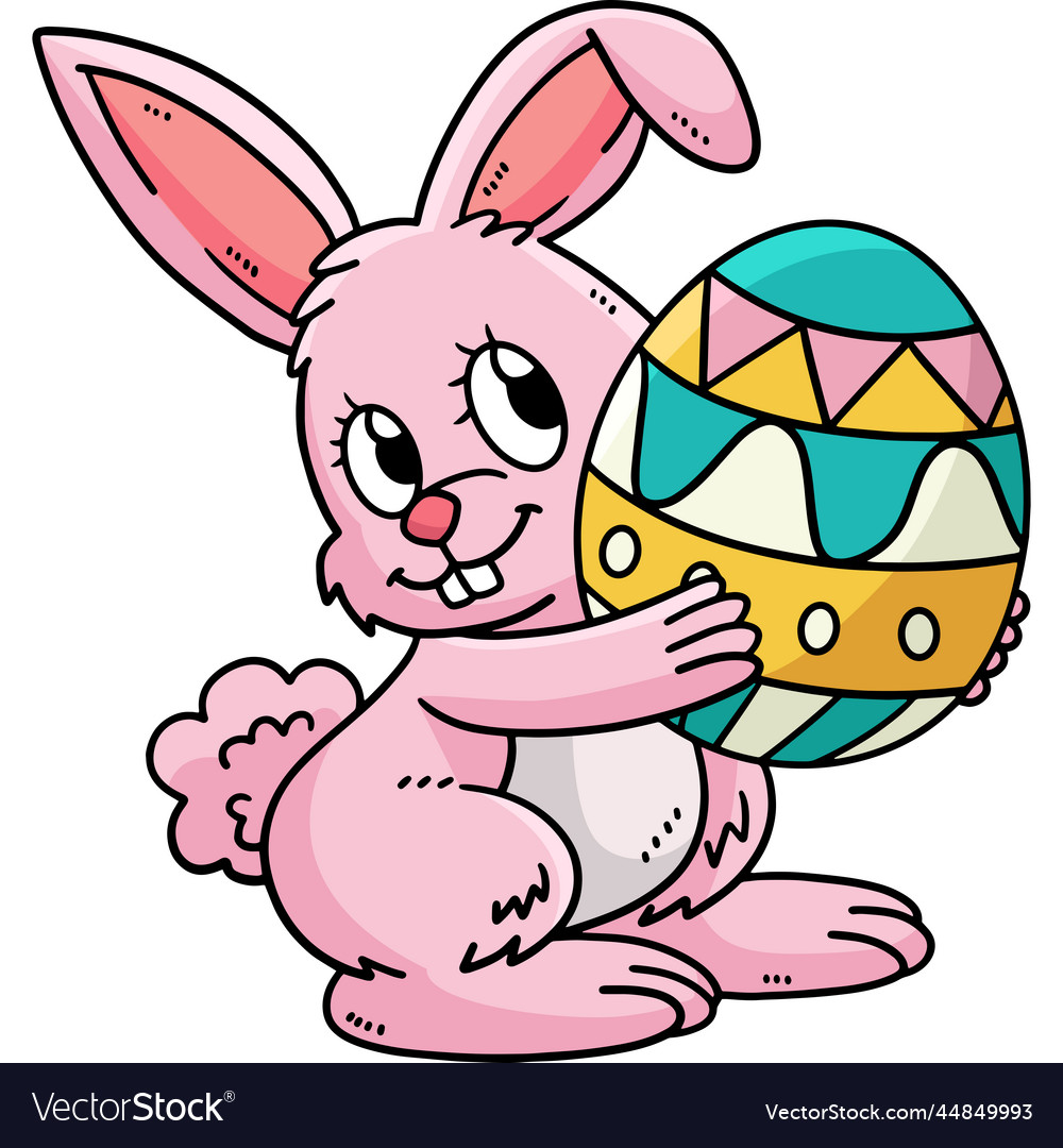 Bunny carrying easter egg cartoon colored clipart Vector Image