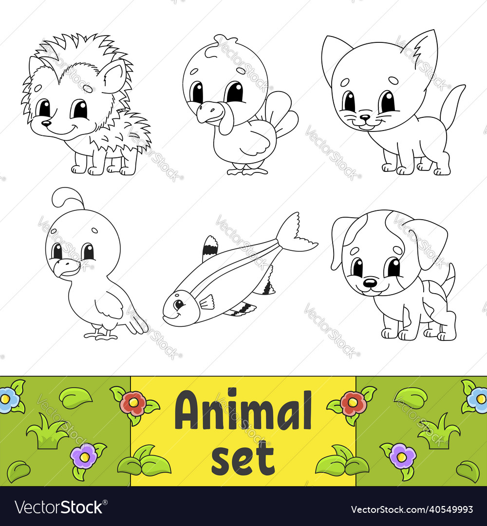 Malbuch für Kinder Tier Clipart fröhlich