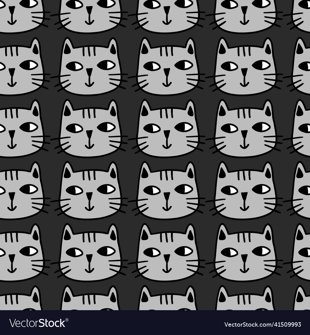 Cute cartoon cats seamless pattern Royalty Free Vector Image