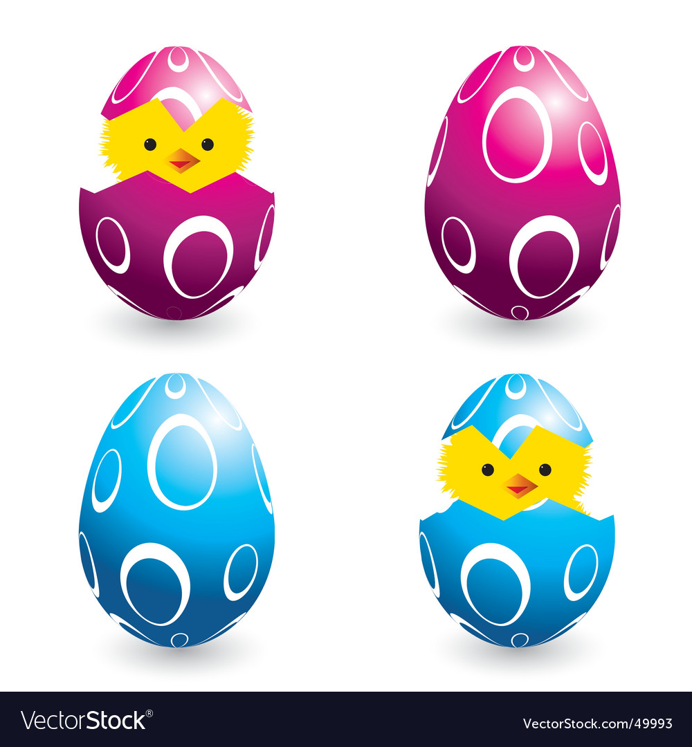 Easter eggs and hatching chicks Royalty Free Vector Image