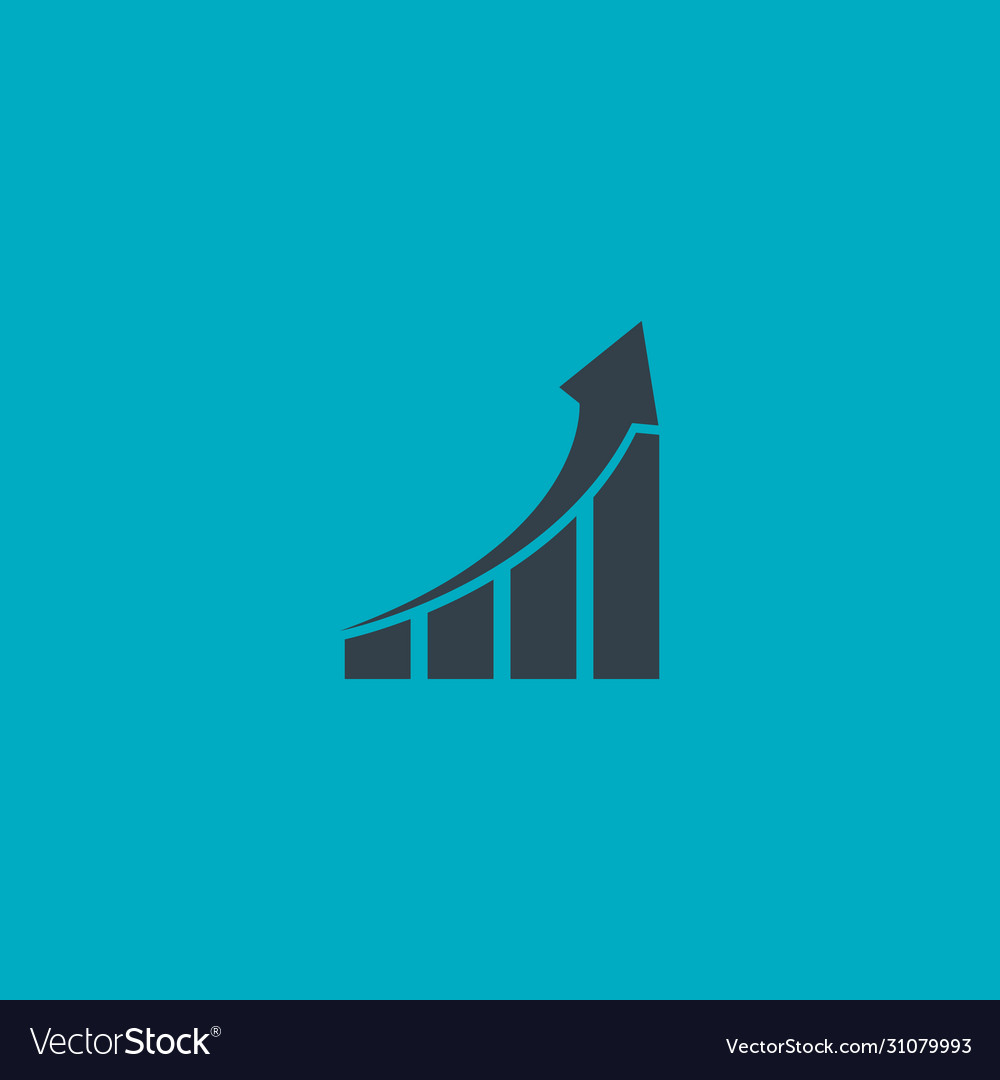 Growing graph up simple symbol in flat style vector image Growing graph up simple symbol in flat style