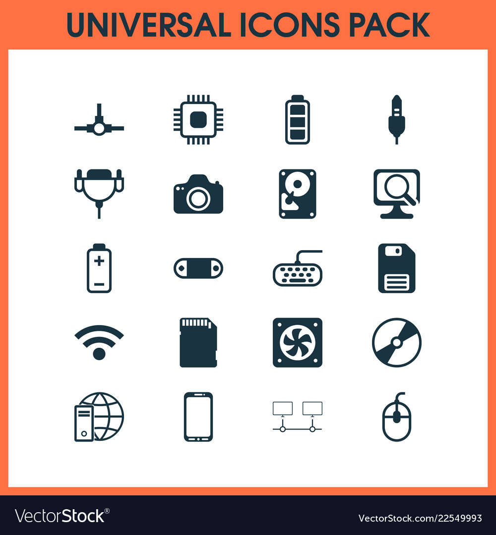 Hardware icons set with scan computer wireless vector image Hardware icons set with scan computer wireless