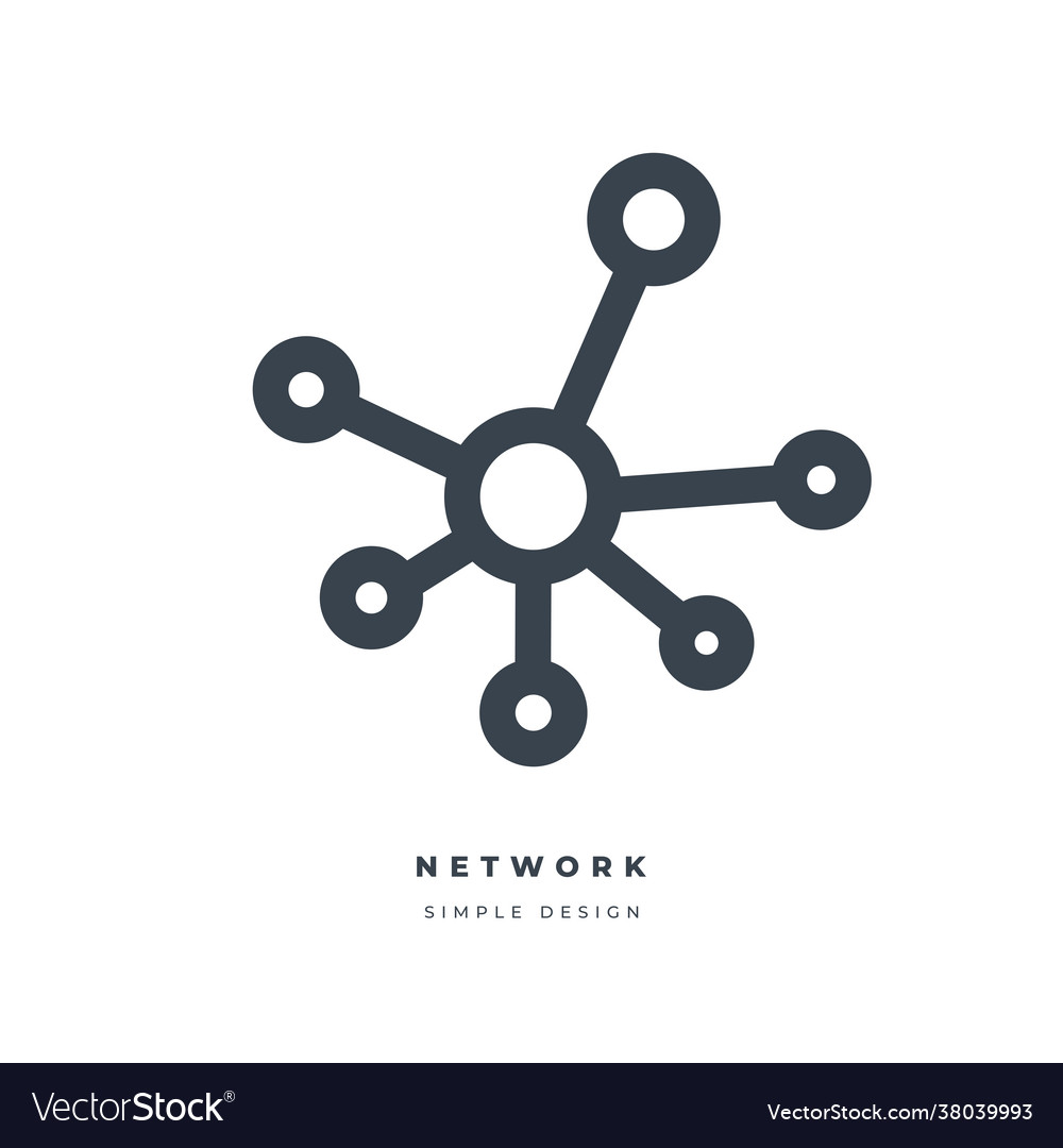 Hub network connection thin line icon vector image Hub network connection thin line icon