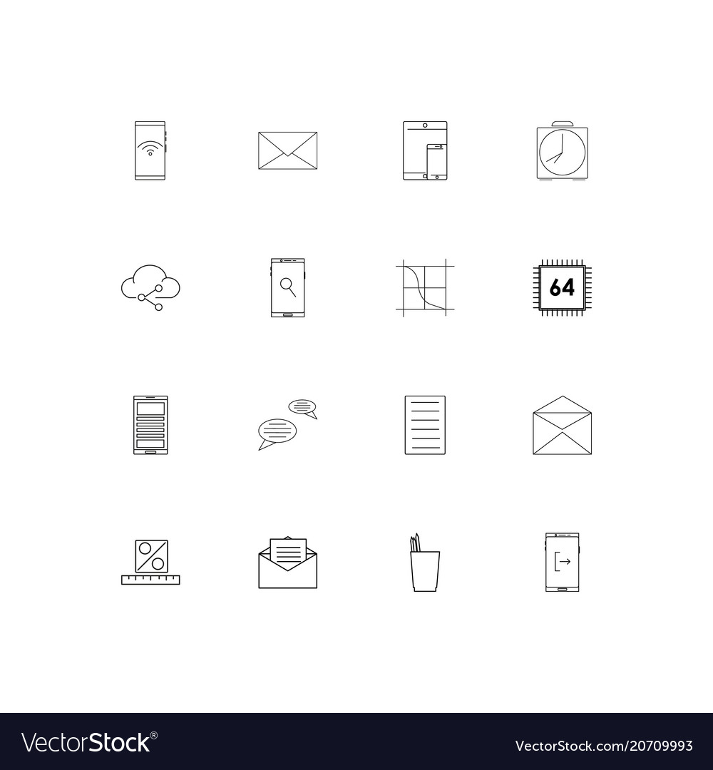 Internet technologies simple linear icons set