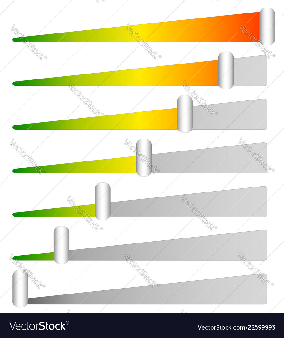 Belastung Fortschritt Balken Indikatoren Ebenen von niedrig vector image Belastung Fortschritt Balken Indikatoren Ebenen von niedrig