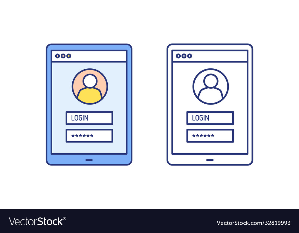Login form website register authorizing page vector image Login form website register authorizing page