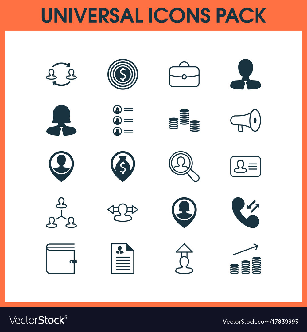 Resources icons set collection of team structure
