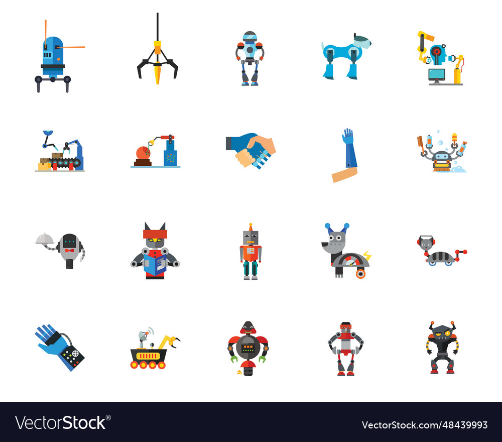 Robots icon set vector image Robots icon set