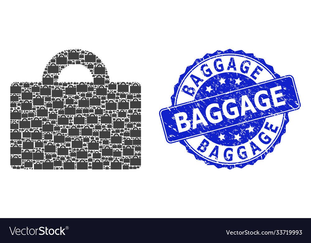 Rubber baggage round seal stamp and recursion Vector Image Rubber baggage round seal stamp and recursion