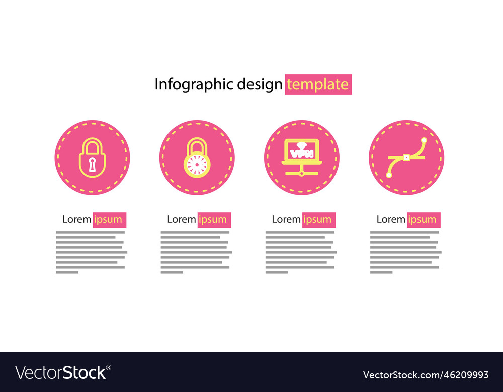 Set line vpn computer network bezier curve safe vector image Set line vpn computer network bezier curve safe