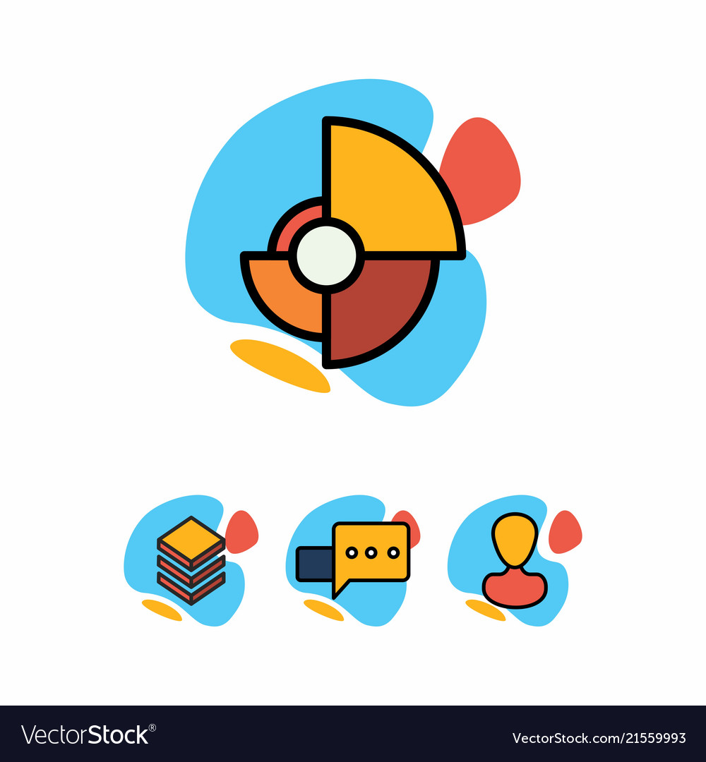 Set of colorful business icons line graphics vector image Set of colorful business icons line graphics
