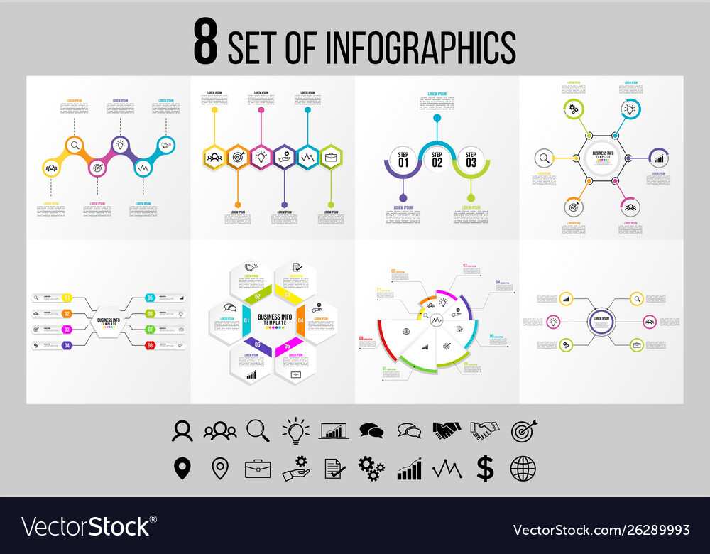Set of infographics elements design template vector image Set of infographics elements design template
