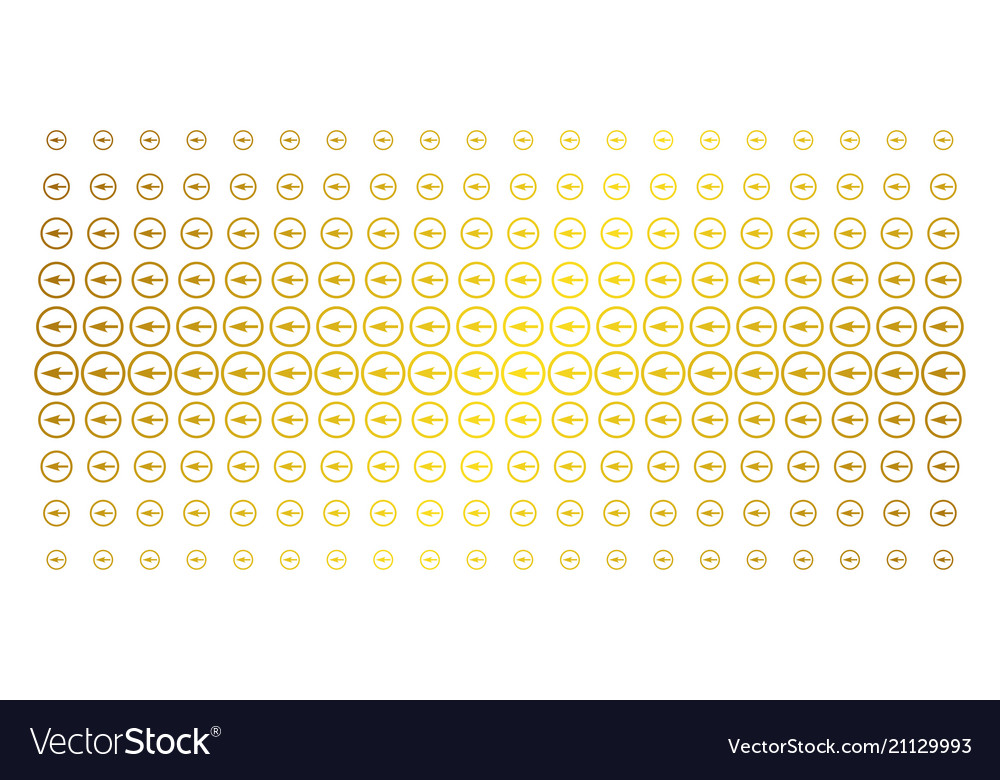 Sharp rounded arrow gold halftone pattern