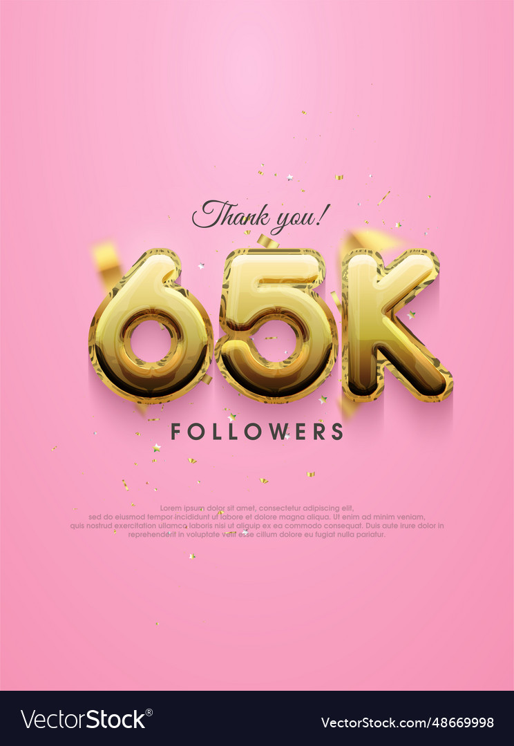 65k followers design with luxury gold numbers