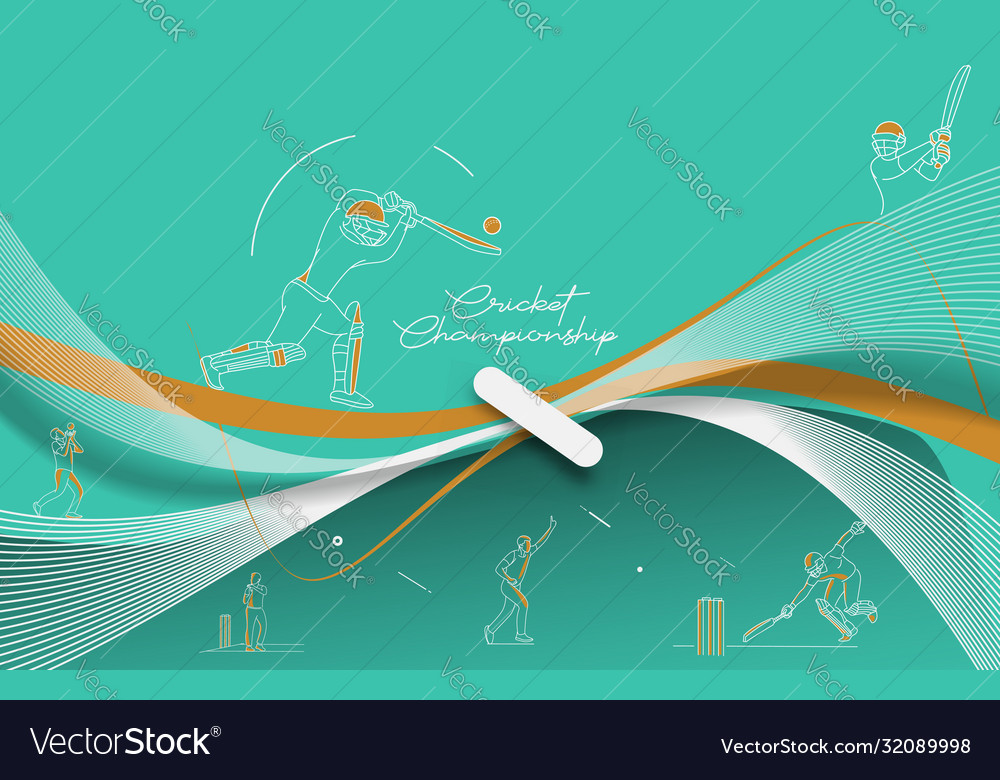 Abstract colorful pattern with batsman and bowler