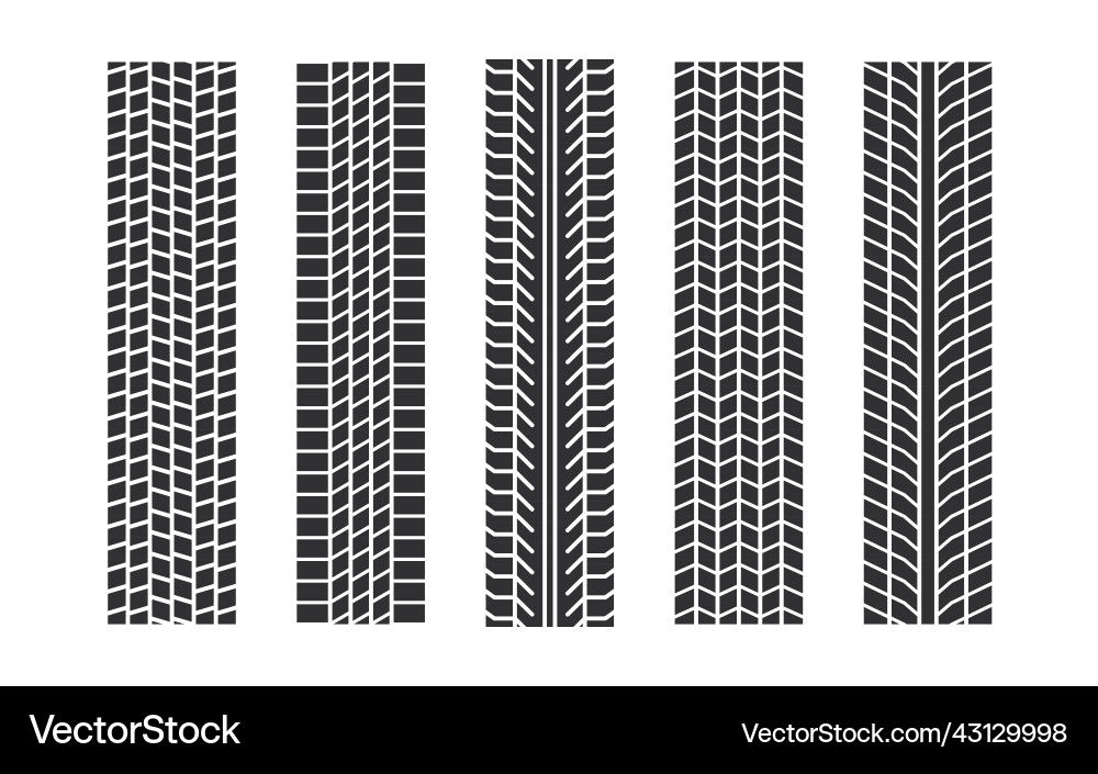 Auto tire tread seamless elements car Royalty Free Vector