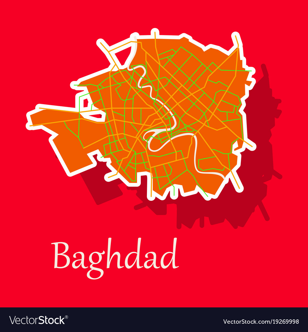 Baghdad city map - iraq sticker isolated