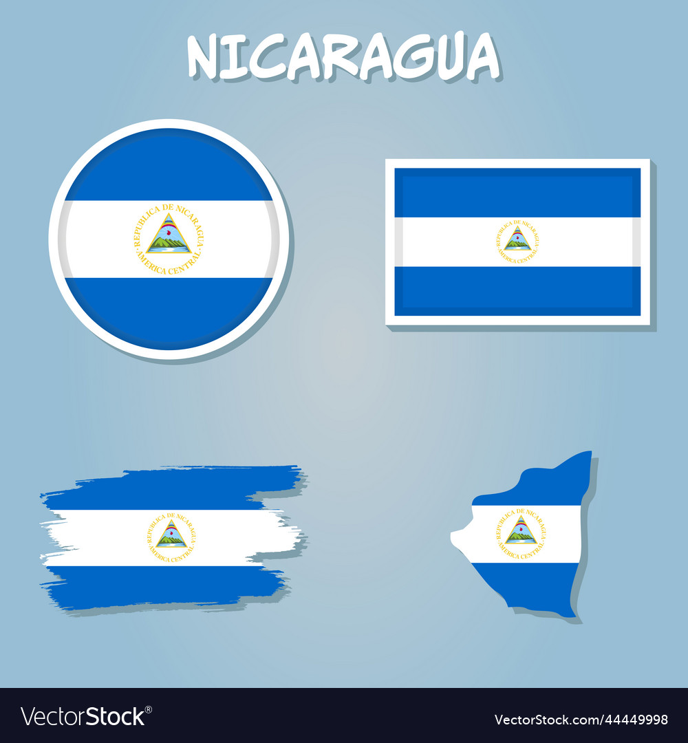 Circle flag of nicaragua on blue background