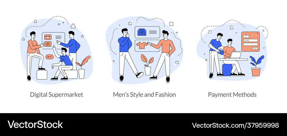 Commerce and trade in internet flat linear Vector Image