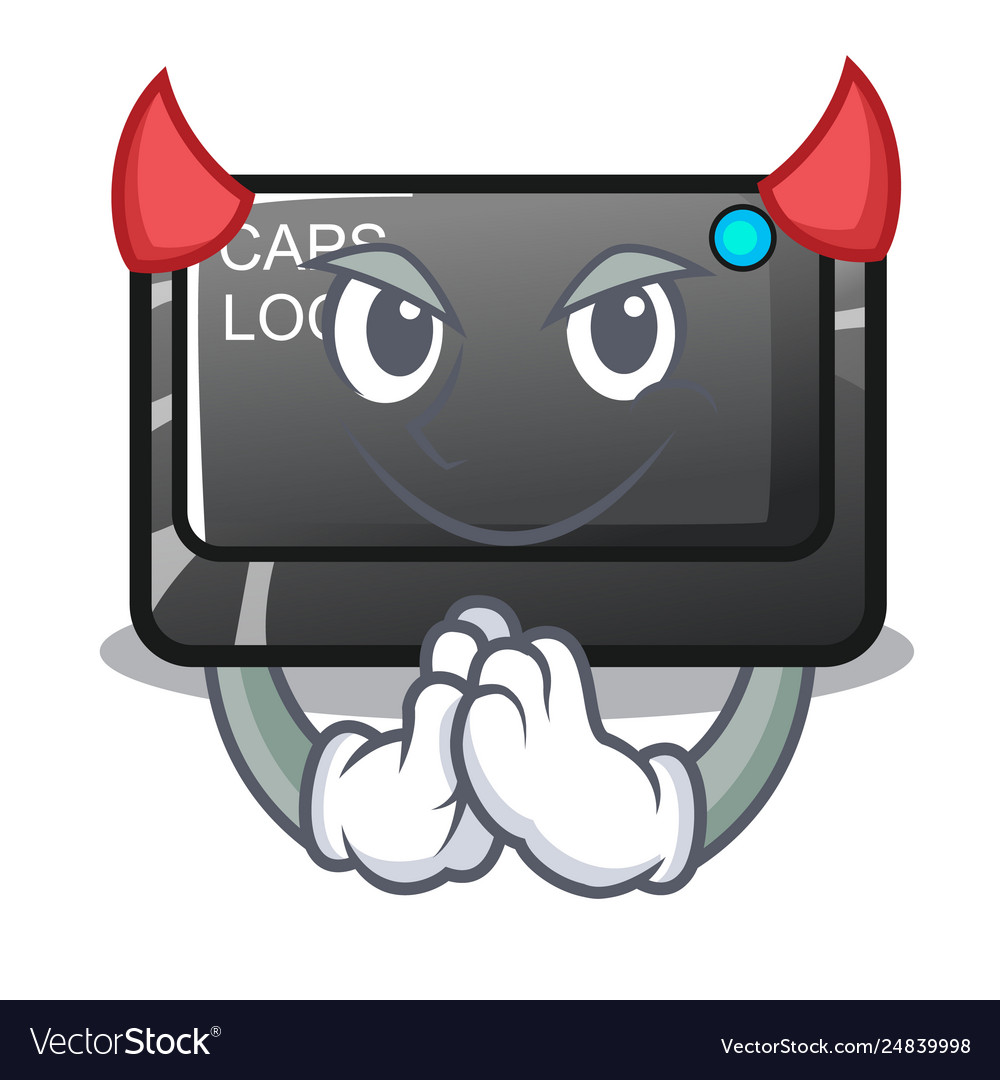 Devil capslock button attached to mascot keyboard