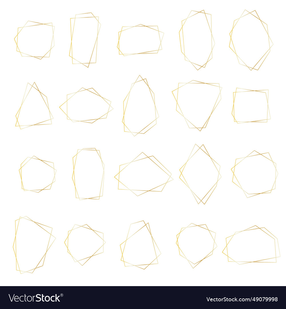 Gold luxury frames from simple lines polygonal