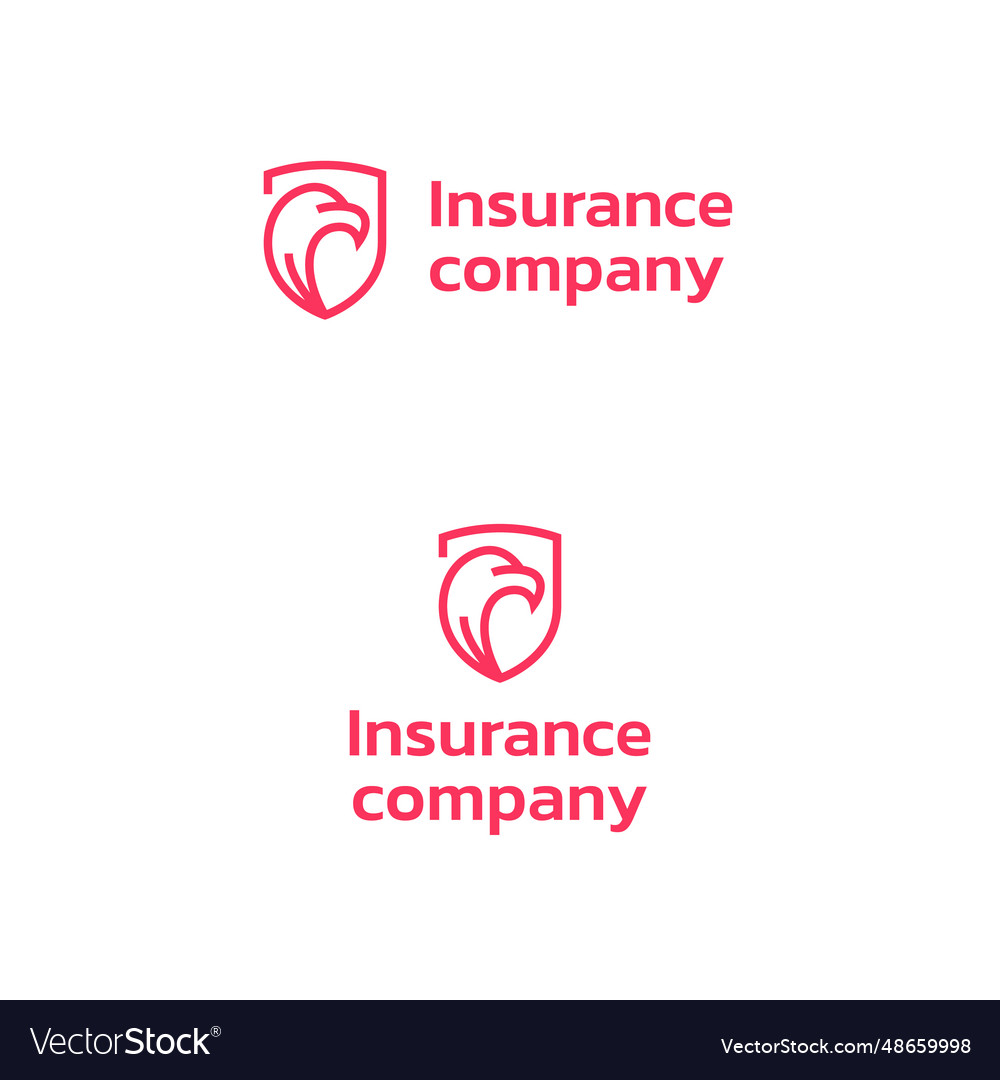 Insurance company text with eagle and shield logo Vector Image