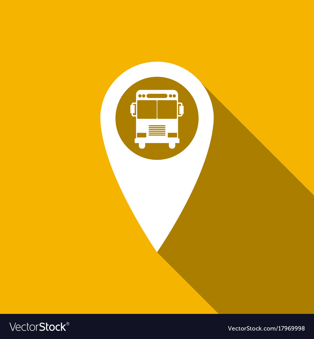 Map pointer with bus icon long shadow