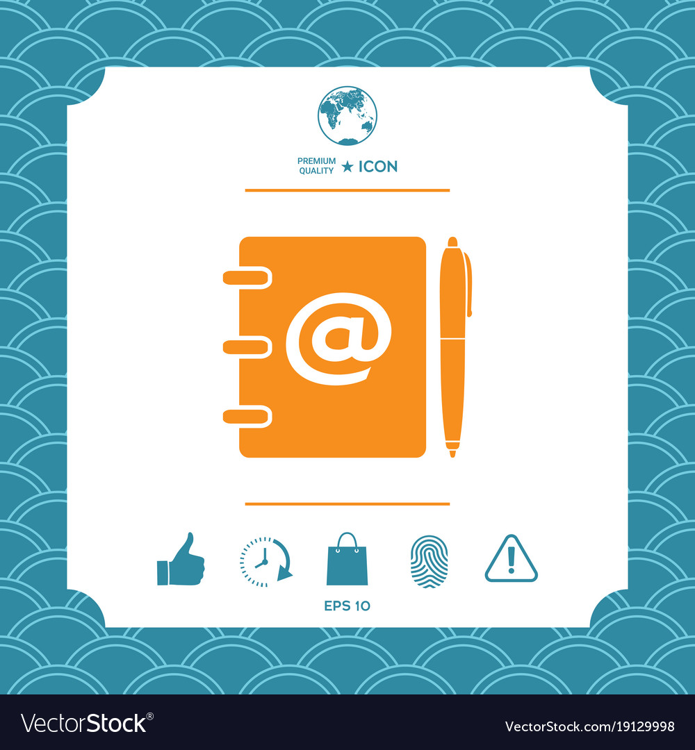 Notebook address phone book with email symbol