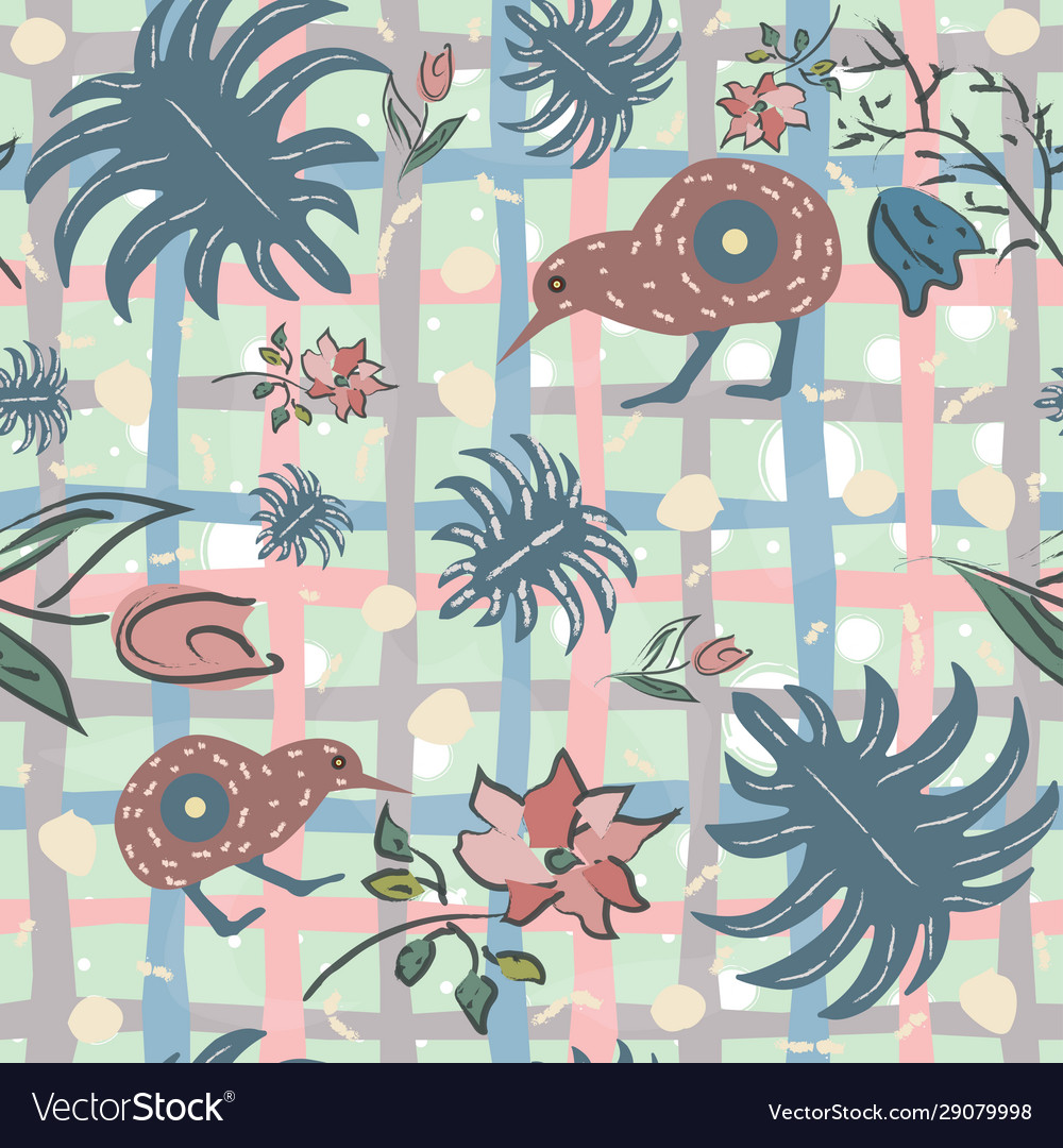 Seamless pattern with kiwi bird vector image Seamless pattern with kiwi bird