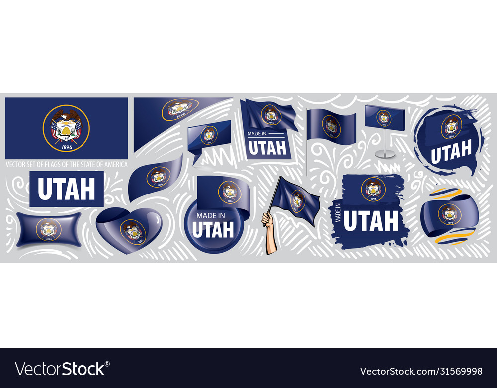 Set flags american state utah vector image Set flags american state utah