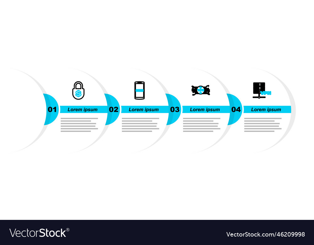 Set line server vpn with microchip circuit vector image Set line server vpn with microchip circuit