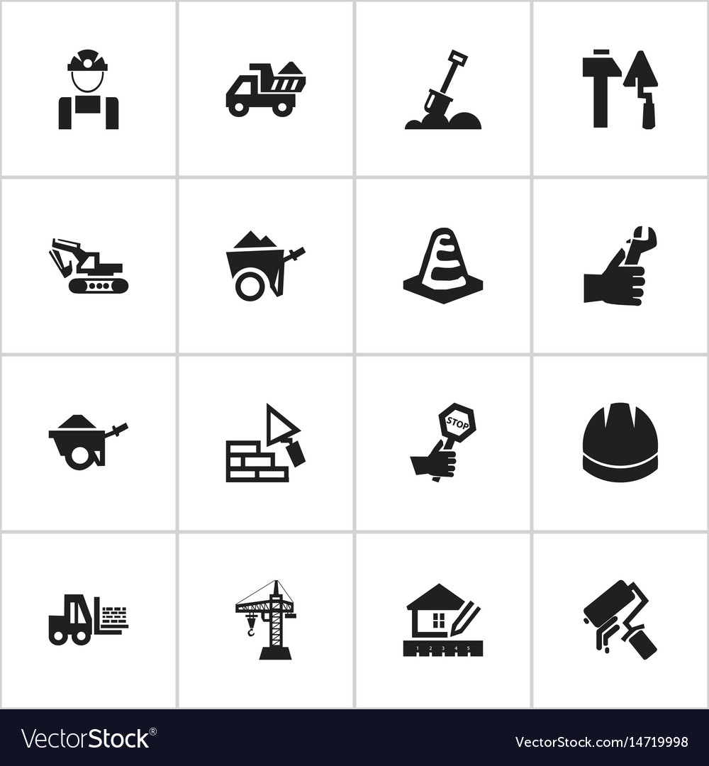 Set of 16 editable building icons includes