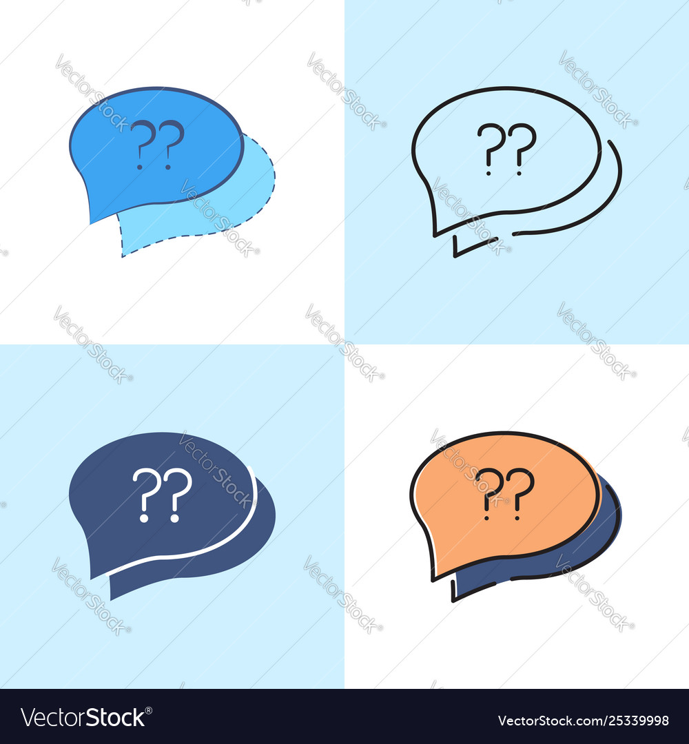 Speech bubble with question sign icon set in flat