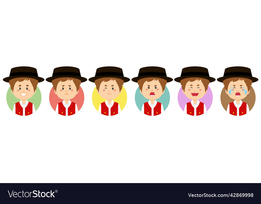 Swiss avatar with various expression vector image Swiss avatar with various expression