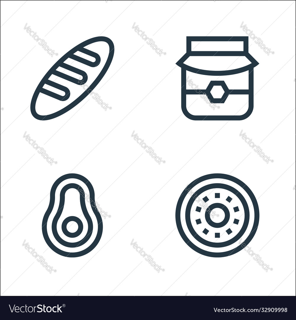 Vegan line icons linear set quality vector image Vegan line icons linear set quality