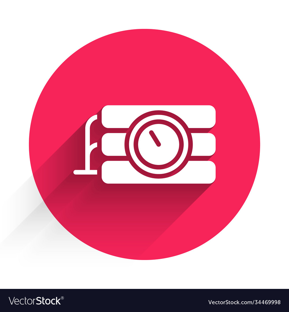 White detonate dynamite bomb stick and timer clock vector image White detonate dynamite bomb stick and timer clock