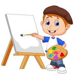 Cartoon boy painting Royalty Free Vector Image